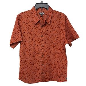 Toad & Company Fletch SS Shirt Men Size M 100% Organic Cotton Rust Bigfoot Print